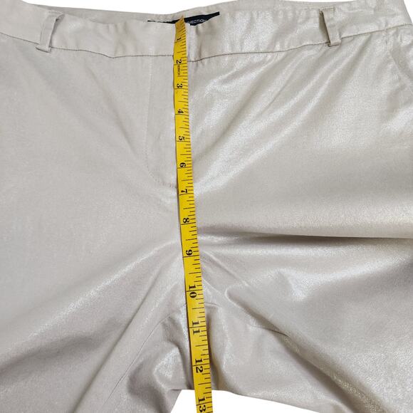 French Connection Womens Shimmer Trouser Pants Size 10 Cream Metallic Ankle - Picture 9 of 12